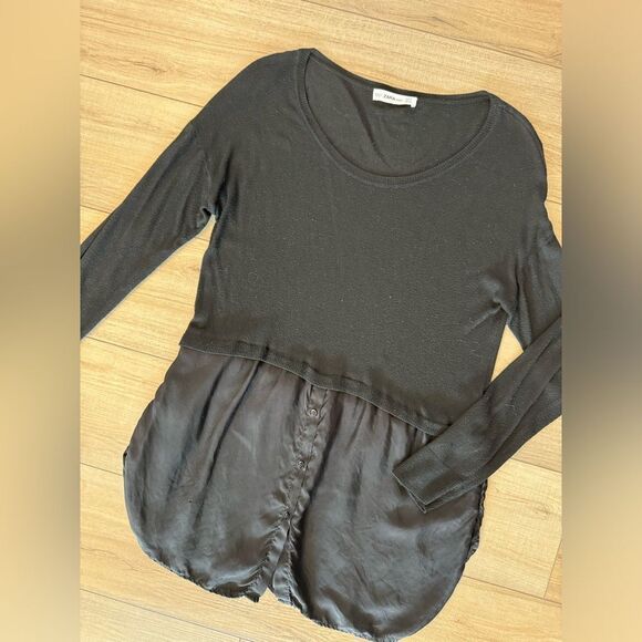 Zara knit m medium top sweater with linen button down bottom black women’s - Picture 3 of 3